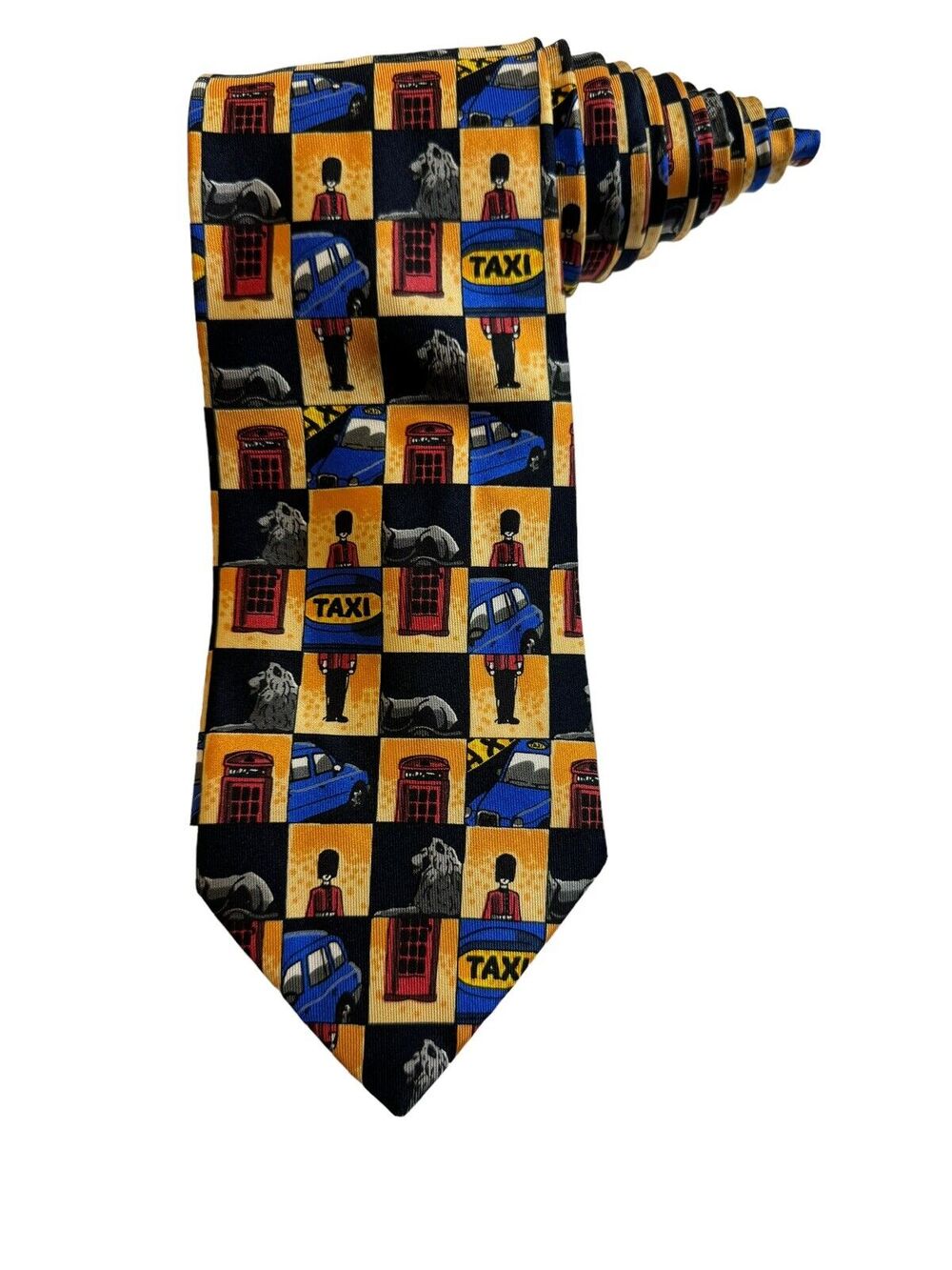 JACQUES ESTIER London Themed Taxi Police Call Box Palace Guard 100% Silk Necktie